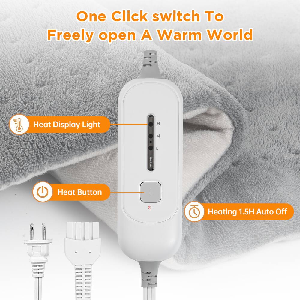 One Click switch To  
Freely open A Warm World  

Heat Display Light  
Heat Button  
Heating 1.5H Auto Off