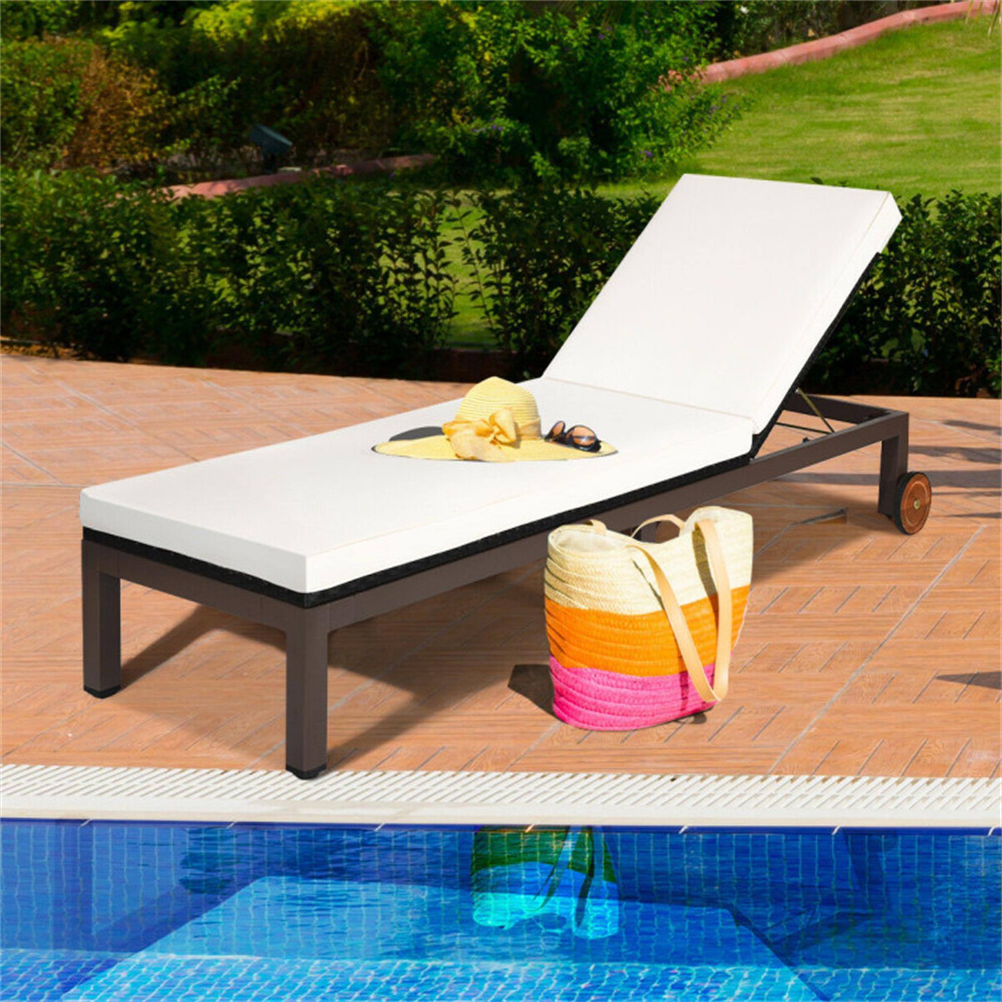 Alt View 2. Boyel Living - White Rattan Lounge Chair 35.5-in W x 24.0-in H x 81.0-in D - White.