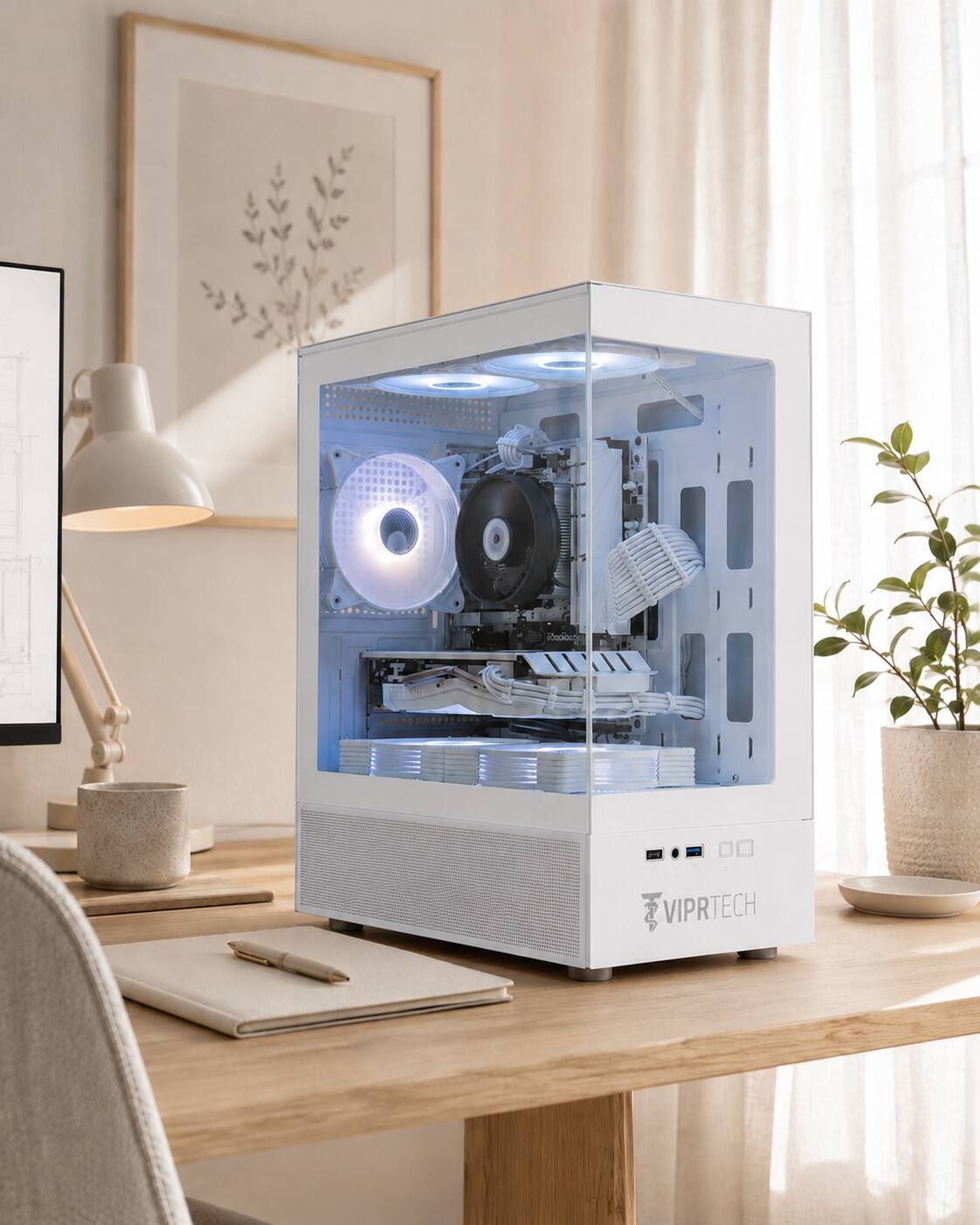 Alt View 4. ViprTech - ViprTech Atlas 1.0 Desktop Computer, Home and Office, Ryzen 7, 16GB DDR4 RAM, 500GB SSD, Home PC, Arctic White - White.