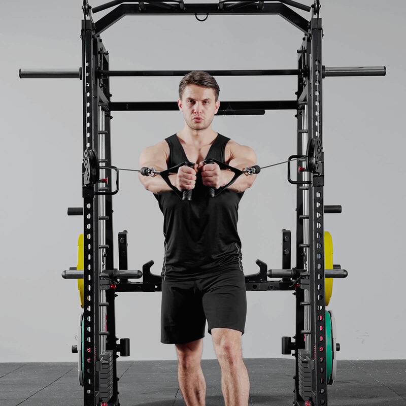 Alt View 3. Mikolo - M4-2.0 Elite All-In-One Smith Machine Functional Trainer with Dual Weight Stacks (UPGRADED) - Black.