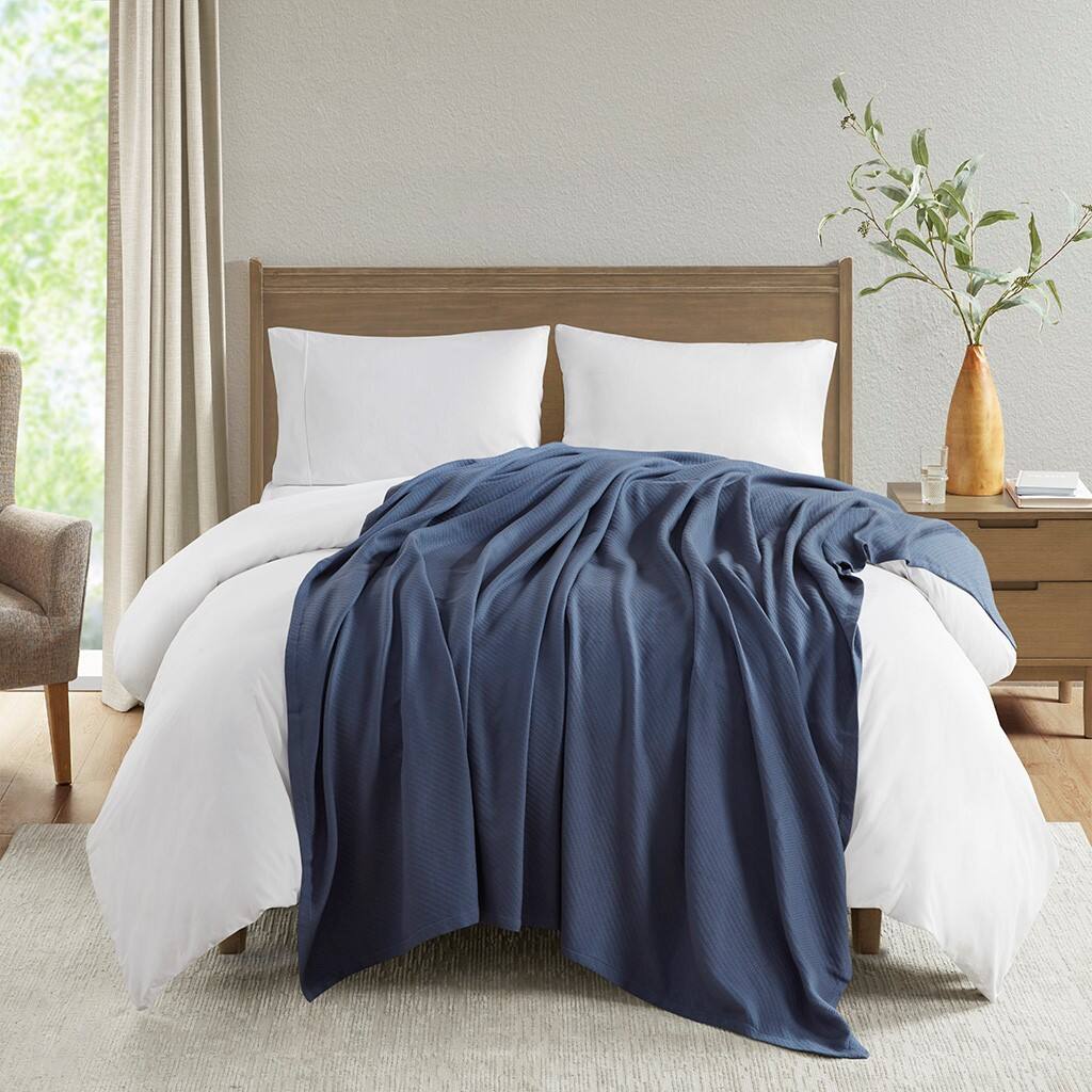 Gracie Mills - Janette Ring Spun Cotton Blanket - Navy