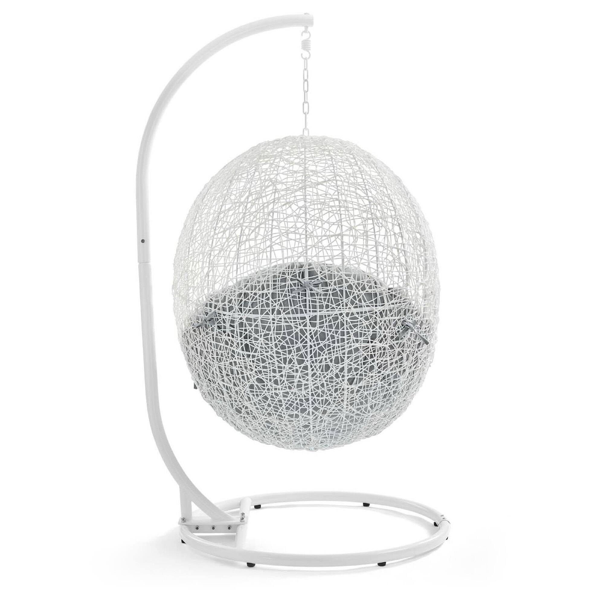 Left. Modway - Hide Outdoor Patio Sunbrella® Swing Chair With Stand by Modway - White Gray.