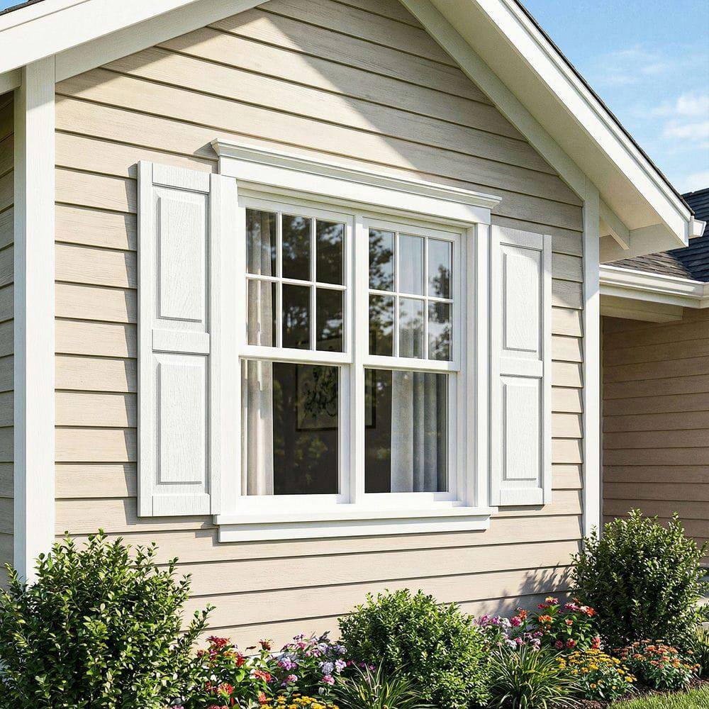 Alt View 4. Kadyn - All-Weather Square Faux Window Panel Decor, Durable Architectural Accent, 14"x43", White - White.