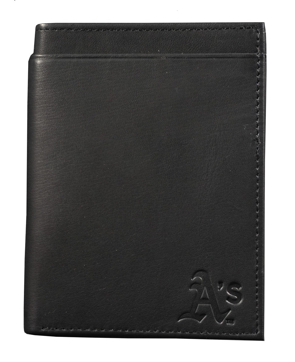 Rico Industries - Oakland A's Athletics Black Leather RFID Blocking Passport Holder Cover Travel Billfold Wallet for Men & Women - Multi