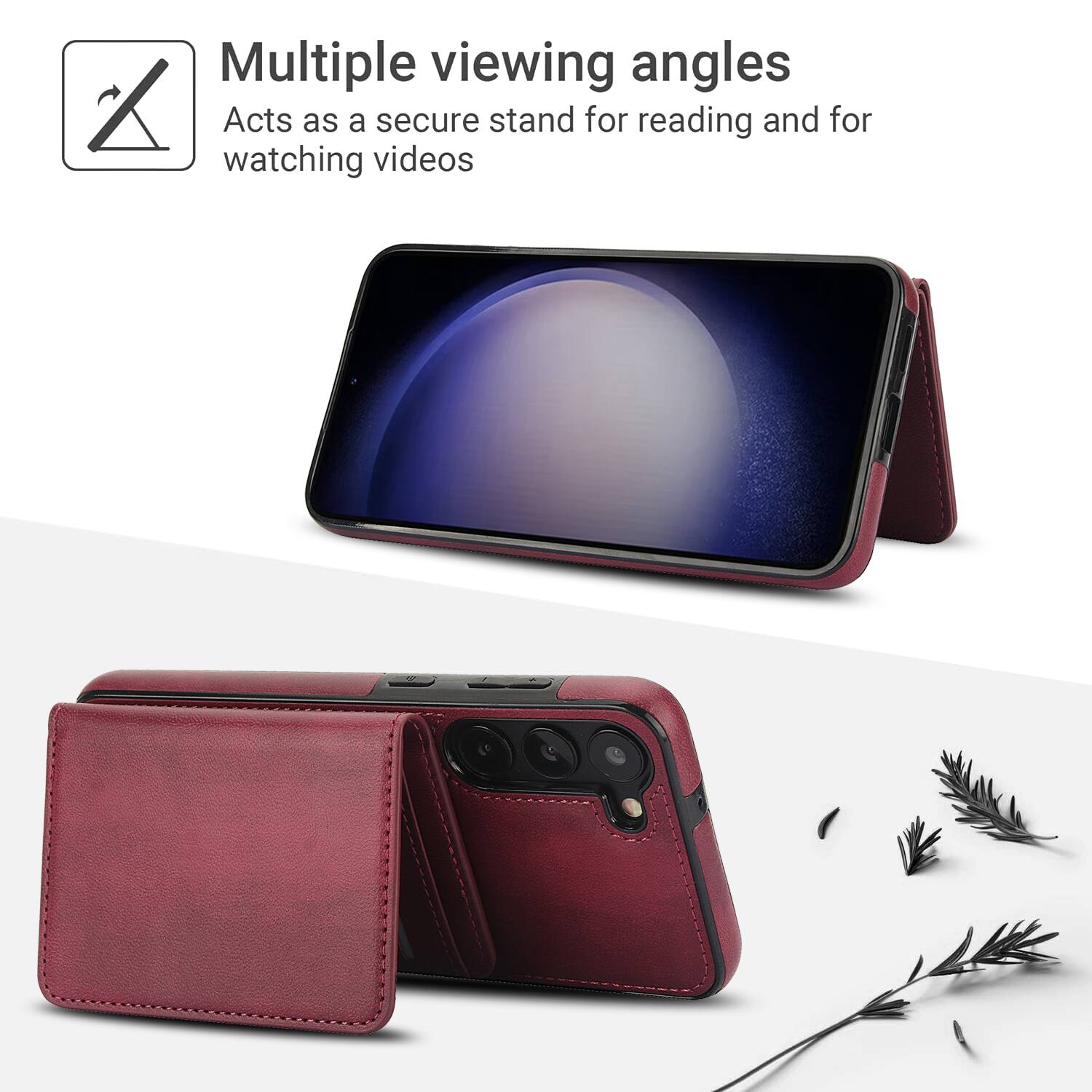 Multiple viewing angles  
Acts as a secure stand for reading and for watching videos