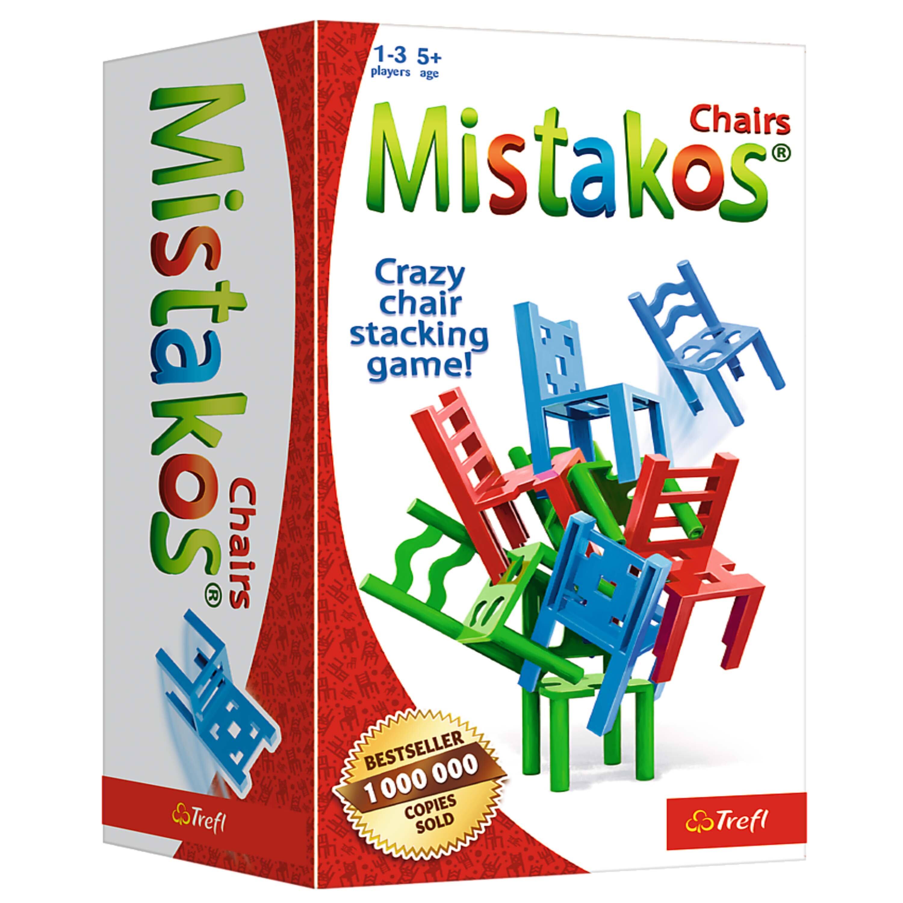 Mistakos
Chairs
1-3 players
5+ age
Crazy chair stacking game!
BESTSELLER
1 000 000 COPIES SOLD
Trefl