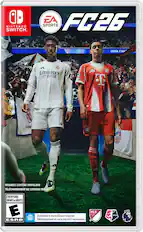 EA SPORTS
FIFA 26
NINTENDO SWITCH
REQUIRES CONTENT DOWNLOAD
TÉLÉCHARGEMENT DE CONTENU REQUIS
EVERYONE
ENFANTS et ADULTES
E
ESRB
Download & microSDcard required.
Téléchargement et carte microSD nécessaires.
MLS
NWSL
Emirates
FLY BETTER
UEFA CHAMPIONS LEAGUE
Real Madrid
FC Bayern Munich