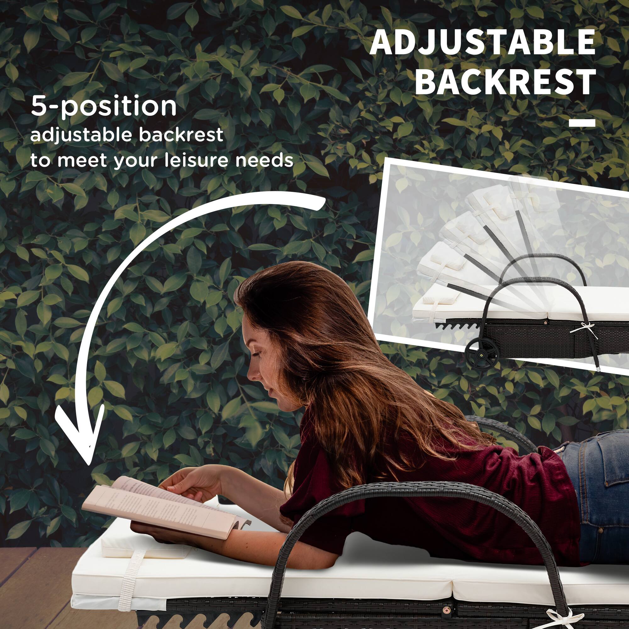 ADJUSTABLE BACKREST
5-position adjustable backrest to meet your leisure needs