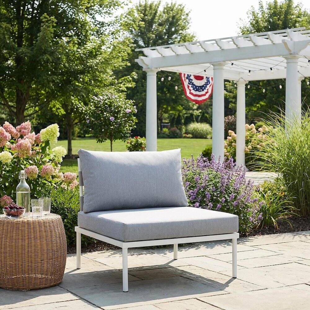 Left. Outdoor Escape - Outdoor Lounge Chair In Aluminum With Armless Design - White.
