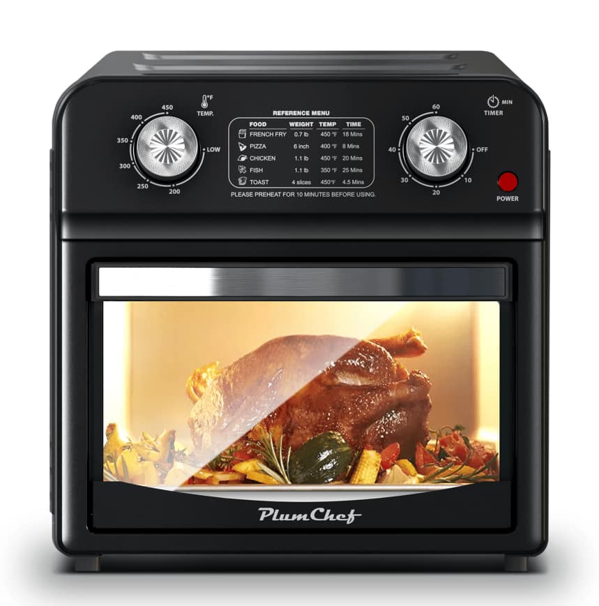COWLOWN - 12.5-Inch 7-in-1 Convection Oven 1500W Preset Menus Pizza Baking Roasting Grilling Toasting Dehydration - Black