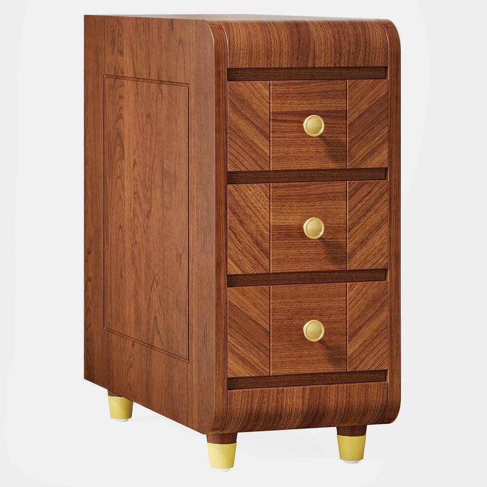 Alt View 2. Kadyn - Kadyn Sofa Side End Table, End Table, Couch Table,3-Drawer End Table, Small Classic Sofa Side table Bedside Table,Brown - Brown.