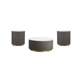 Coaster Co. of America - Jason 3-piece Round Marble Coffee and End Table Set White - White Marble