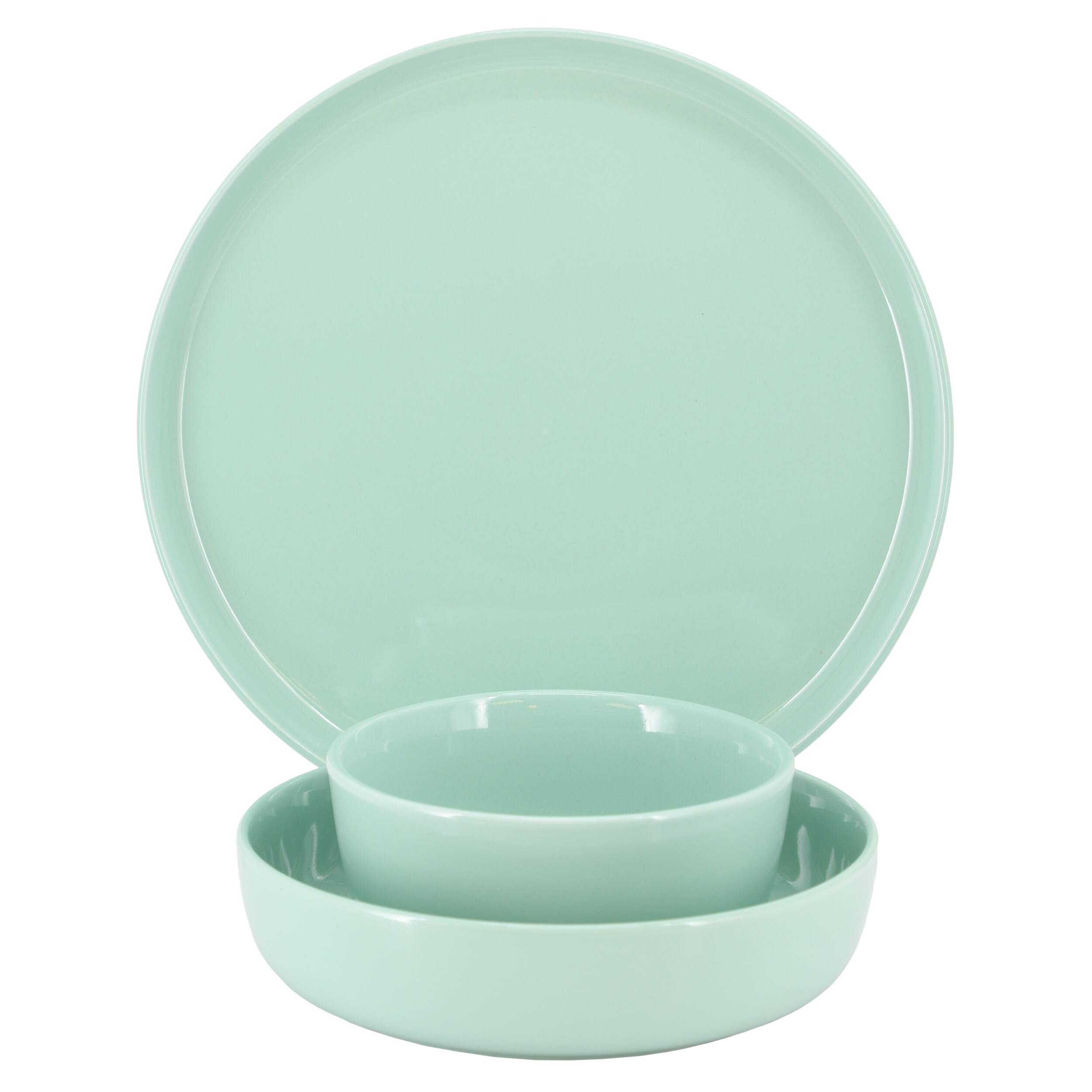 Alt View 1. Elama - Elama Duncan 18 Piece Porcelain Dinnerware Set in Mint - Mint.