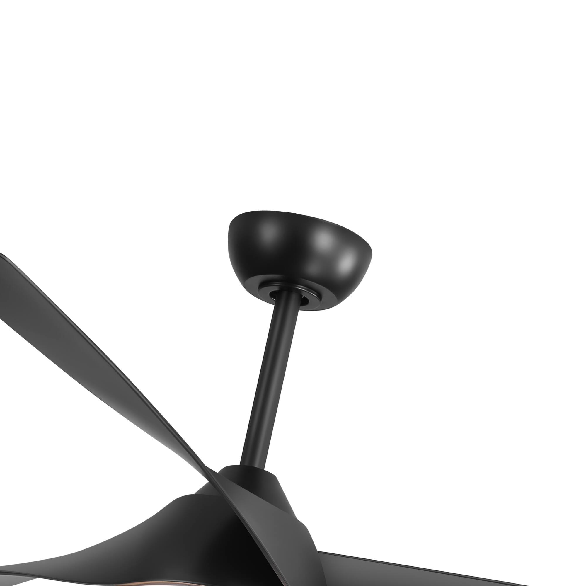 Alt View 6. Breezary - 52" Indoor Ceiling Fan with 3 ABS Blades, 3-Color Light, 6-Speed DC Motor, 5''&10'' Downrods, Remote with Timer - Matte Black.