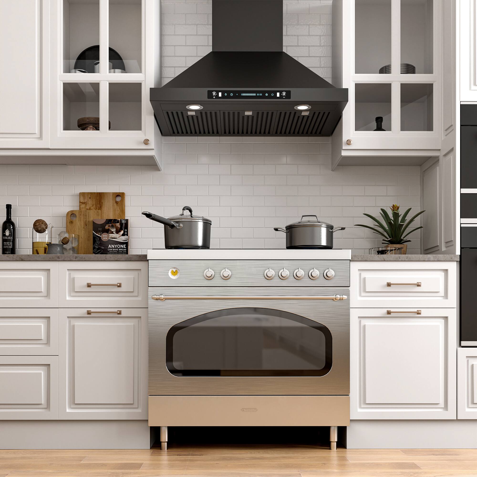 Alt View 1. Onefly - 36 inches - Convertible - Wall Mount Range Hood - Black.