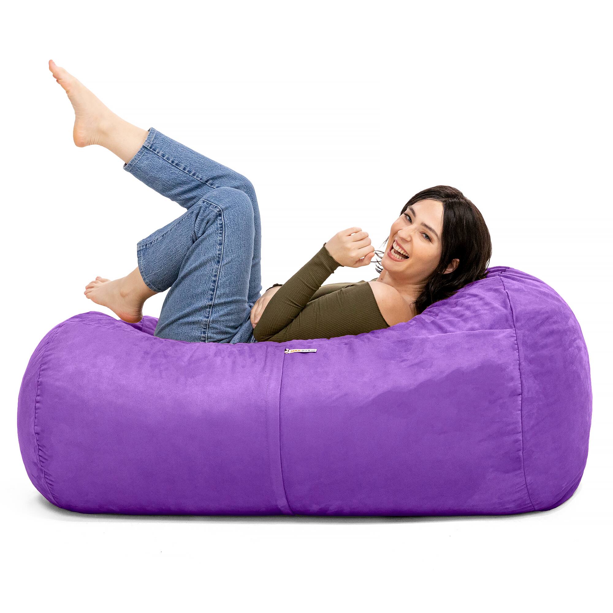 Angle. Jaxx - Jaxx Sofa Saxx 4-foot Bean Bag Lounger, Grape - Purple.