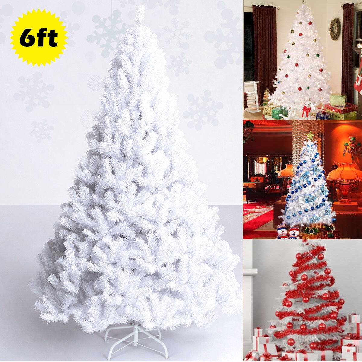 Alt View 11. Costway - 6Ft Artificial PVC Christmas Tree Stand Indoor Outdoor White - White.