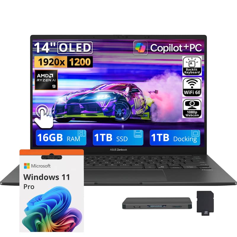 "ASUS - Upgraded - Zenbook 14 14"" 2K OLED Touch Laptop,Ryzen AI 9 465,16GB RAM,1TB SSD+1TB Dock Set,Backlit,Win 11 Pro - Jasper Gray" price history on PriceWatchPro