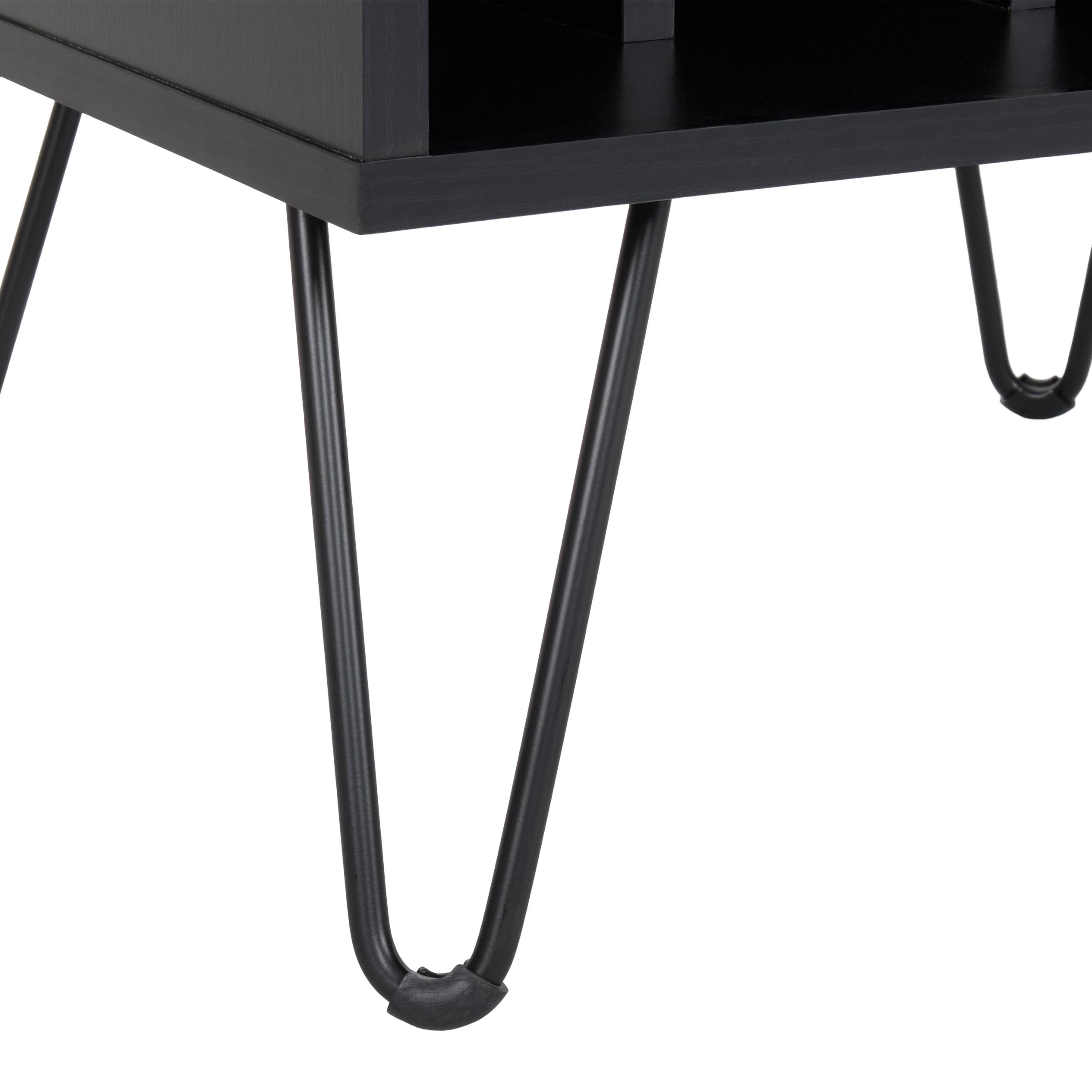 Alt View 6. CorLiving - CorLiving Vintora Black Engineered Wood Open Shleved Turntable Media Stand - Black Ravenwood.