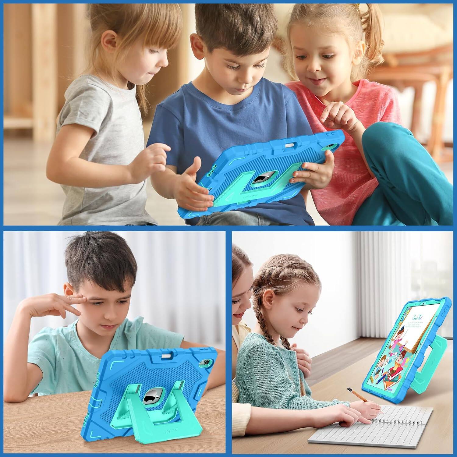 Alt View 5. Fintie - Case for iPad Air 11-inch M4/M3/M2 (2026/2025/2024)/iPad Air 5th/4th Gen 10.9" Rugged Cover Built-in Kickstand - Blue.