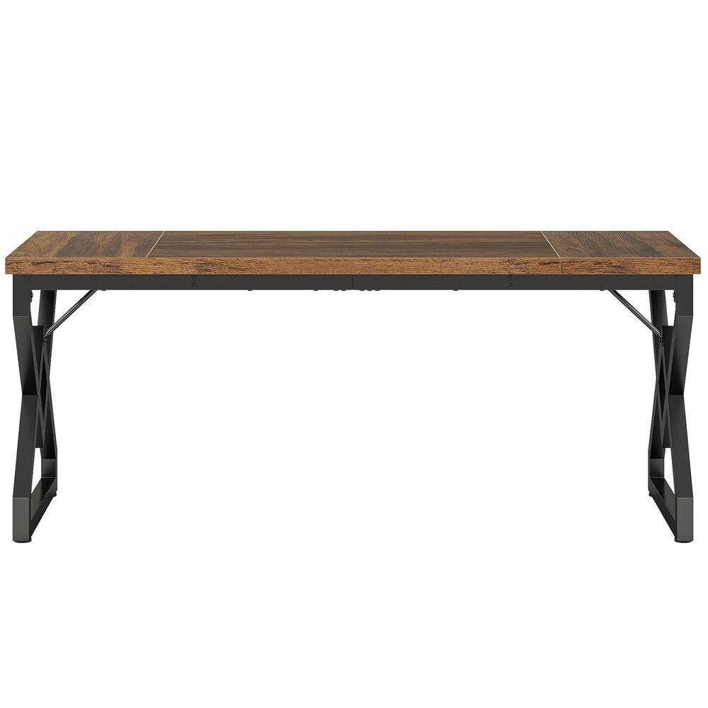 Alt View 1. Kadyn - Kadyn Study Writing Desk, Computer Desk,63" Executive Desk, Large Computer Desk for Home Office,Vintage Brown & Black - Brown & Black.