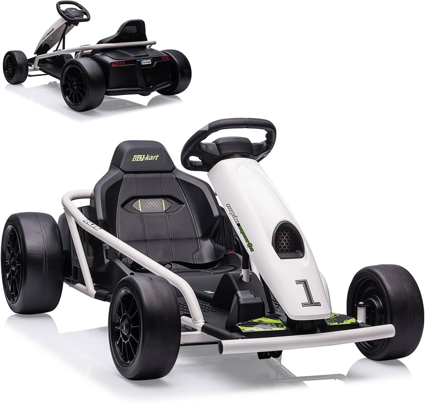Jojoka - 24V Kids Go-Kart, High-Speed Electric Go Kart for Kids with 2 Powerful Motors, Parental Speed Control