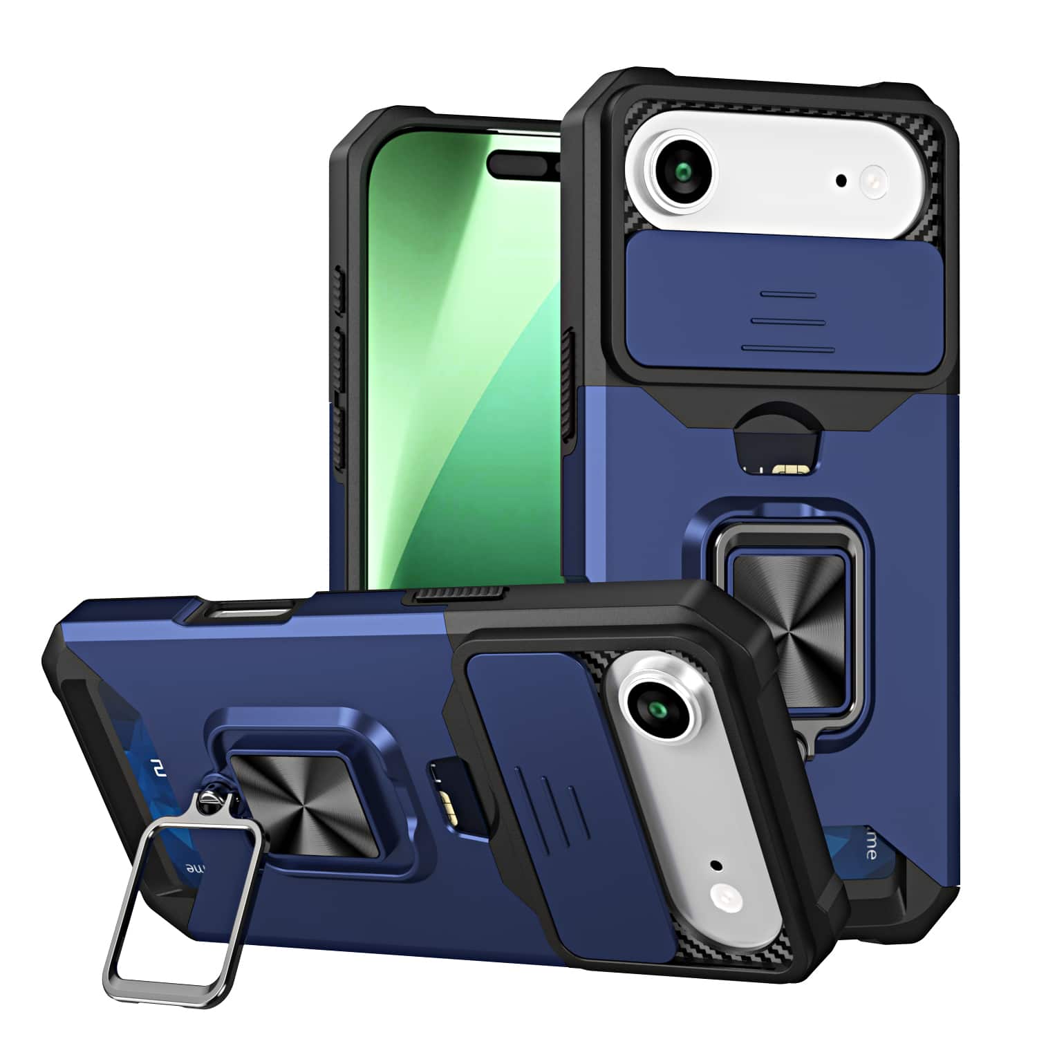 Dteck - Wallet Card Case for Apple iPhone Air, Magnetic Heavy Duty Shockproof Lens Protection Ring Kickstand Cover - Navy price history on PriceWatchPro