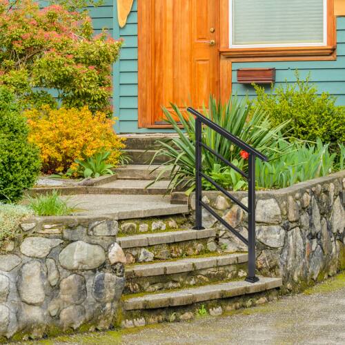 Alt View 7. Winado - 1-3 Steps Handrails Adjustable Wrought Iron Handrail Transitional Hand Rails, Stair Railing for Indoor Outdoor Garden - Black.