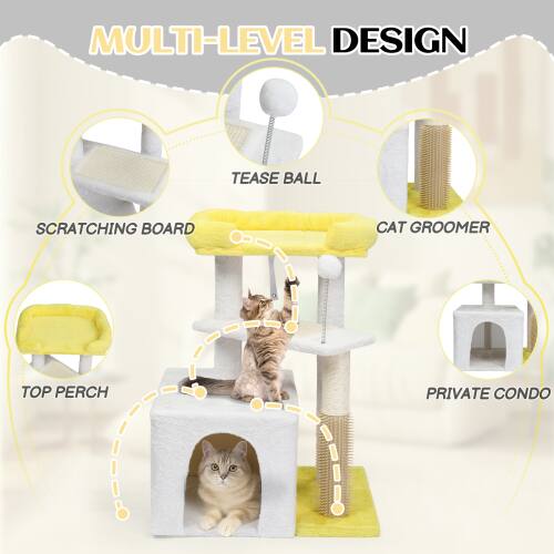 MULTI-LEVEL DESIGN  
TEASE BALL  
SCRATCHING BOARD  
CAT GROOMER  
TOP PERCH  
PRIVATE CONDO