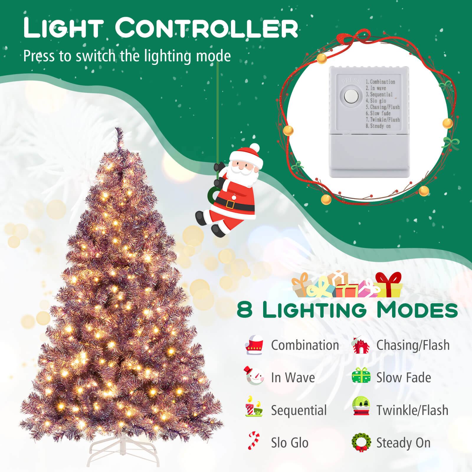 LIGHT CONTROLLER  
Press to switch the lighting mode  

PELES 1  
Combination 1  
Sequential 4  
Slo Glo 1  
Chasing/Flash 1  
Twinkle/Flash 1  
Steady 0  

ROY 8 LIGHTING MODES  
Combination  
Chasing/Flash  
In Wave  
Slow Fade  
Sequential  
Twinkle/Flash  
Slo Glo  
Steady On