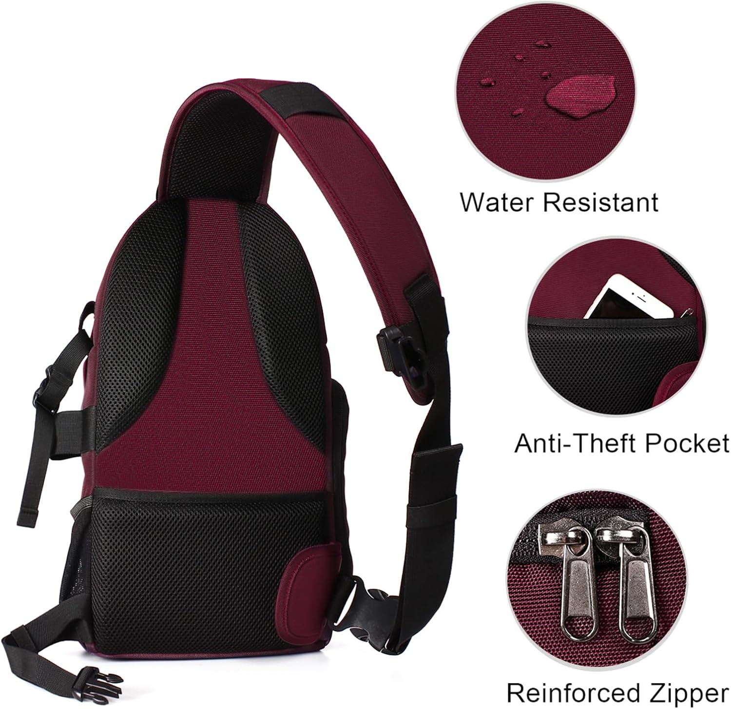 Water Resistant Anti-Theft Pocket Reinforced Zipper