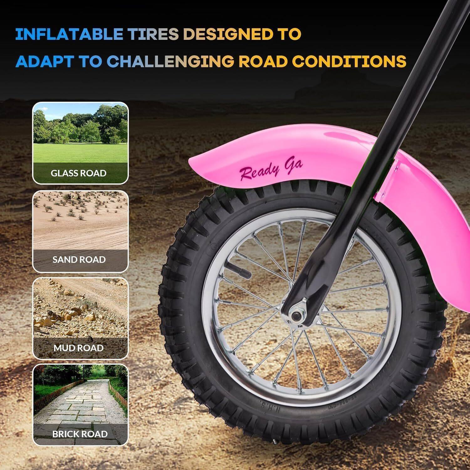 INFLATABLE TIRES DESIGNED TO ADAPT TO CHALLENGING ROAD CONDITIONS

- GLASS ROAD
- SAND ROAD
- MUD ROAD
- BRICK ROAD