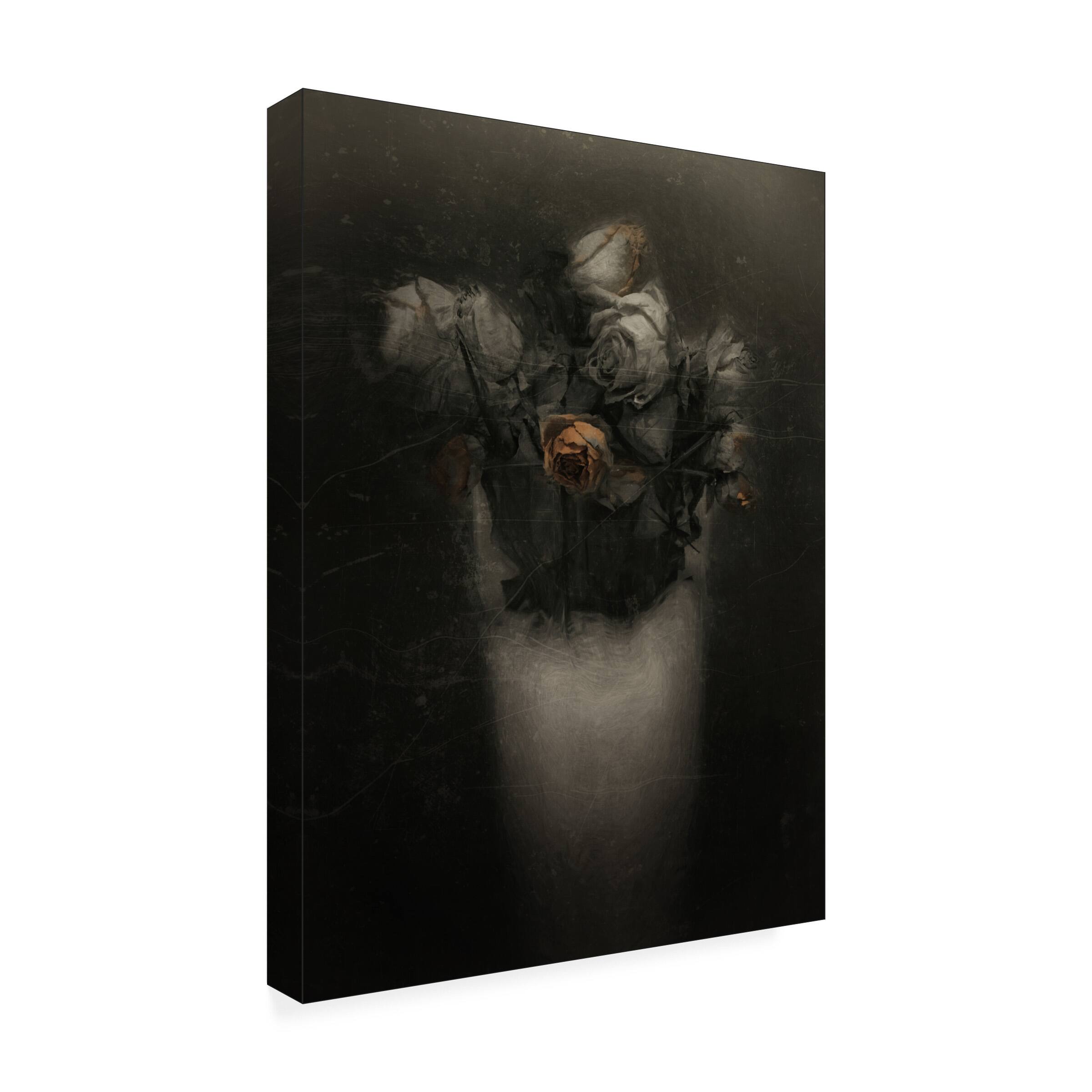 Front. Trademark Fine Art - Gilbert Claes Grieving Red Old Roses Canvas Art - 35 x 47 Inches - 35x47 - Multicolor.