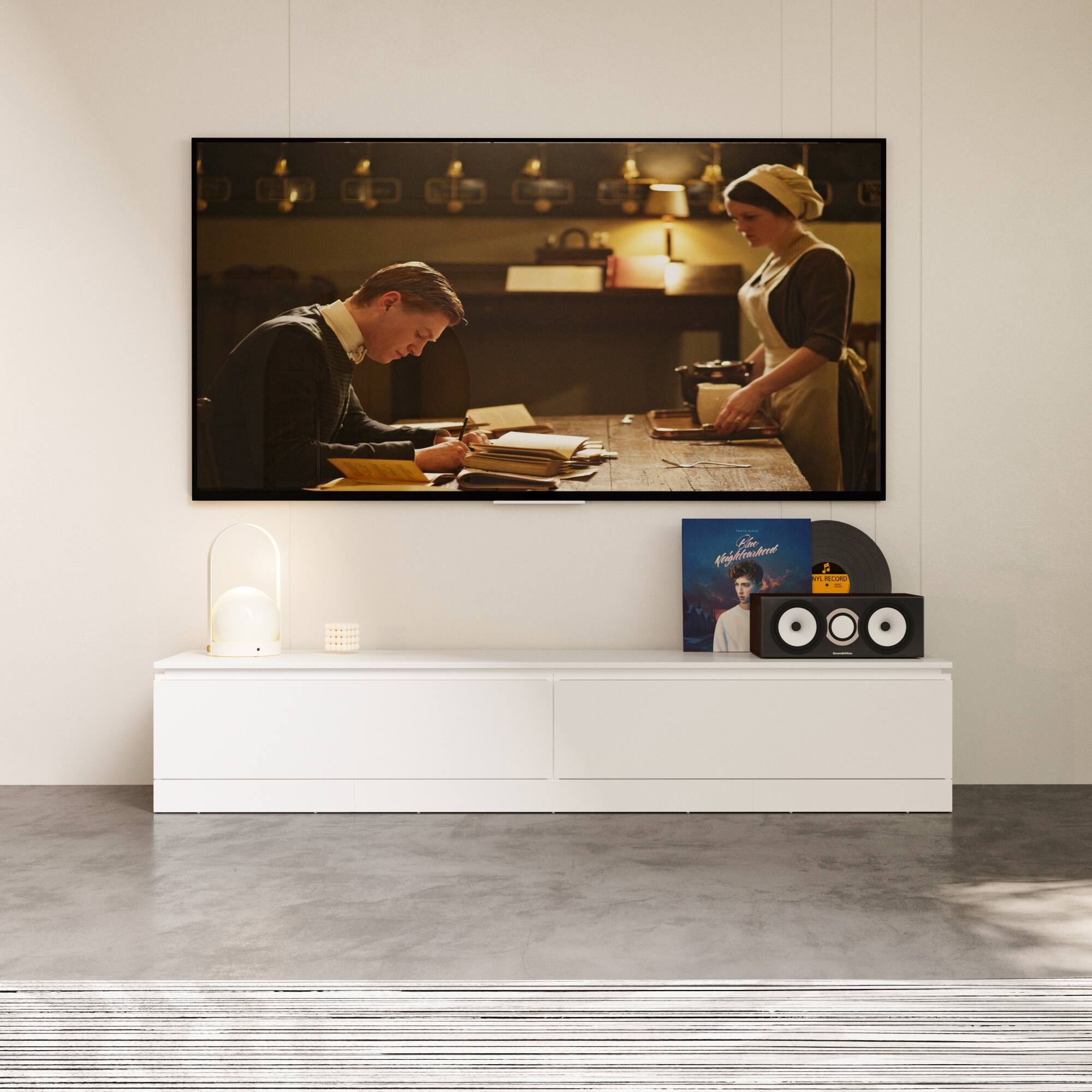 Alt View 1. Famapy - Famapy Extendable TV Stand: 70 - Inch TV Fit, Adjustable Storage & Sleek White Design - White.