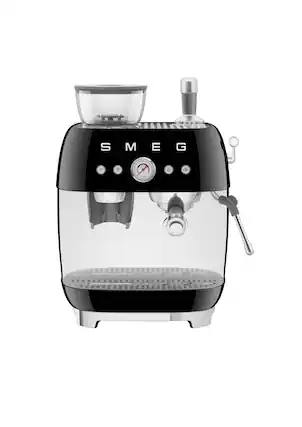 Front. SMEG - EGF03 Semi Automatic Espresso Machine - Black.