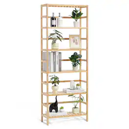 VEVOR - 6-Tier Bamboo Shelf, Open Wood Bookshelf, Display Storage Rack Organizer, Freestanding Flower Plant Stand - Transparent