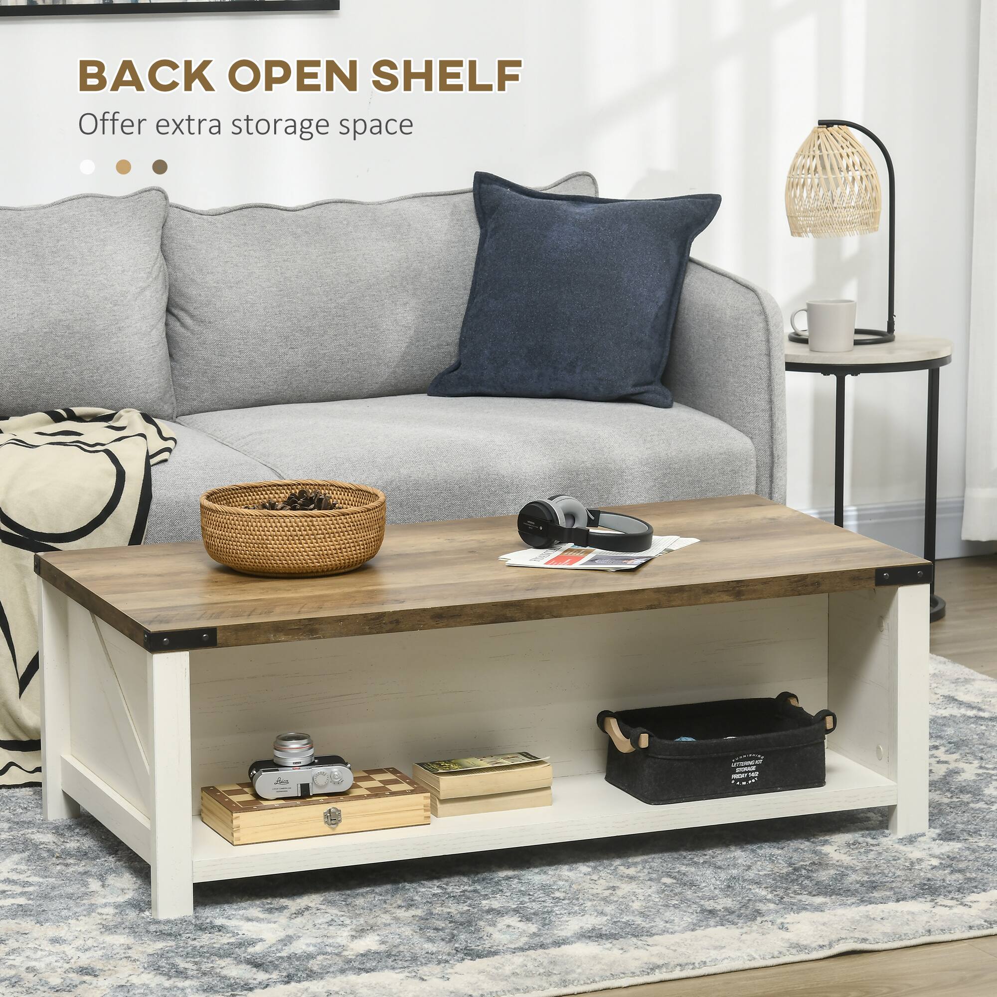 BACK OPEN SHELF
Offer extra storage space