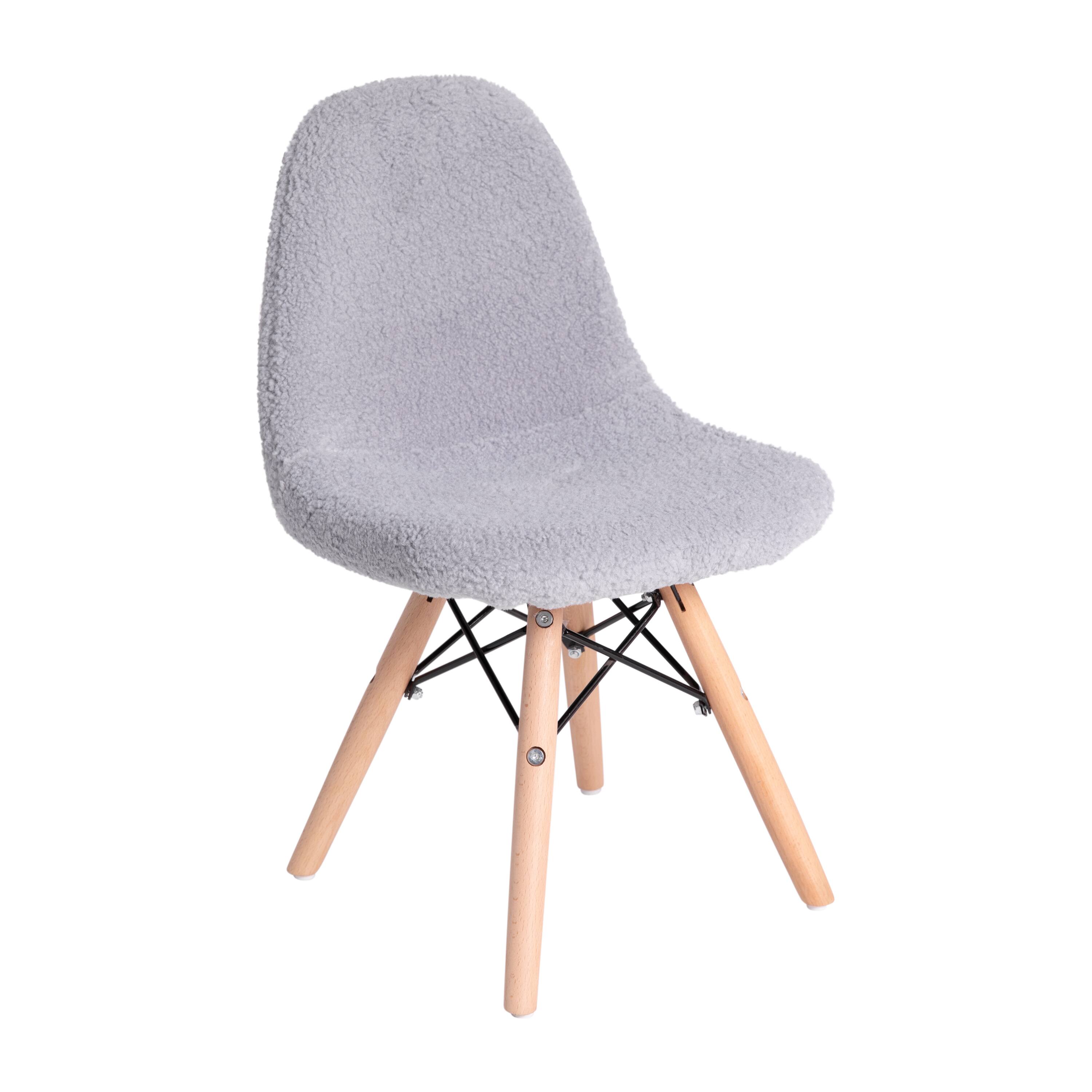 Alt View 1. Emma + Oliver - Children's Dorset Series Faux Shearling Accent Chair with Beechwood Legs for Bedroom, Play Room and More - Gray.