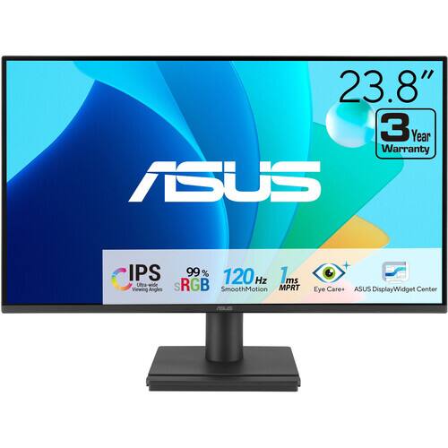 23.8" 3 Year Warranty ASUS IPS 99% sRGB 120 Hz 1ms Viewing Ultra-wide Angles SmoothMotion MPRT Eye Care+ ASUS DisplayWidget Center