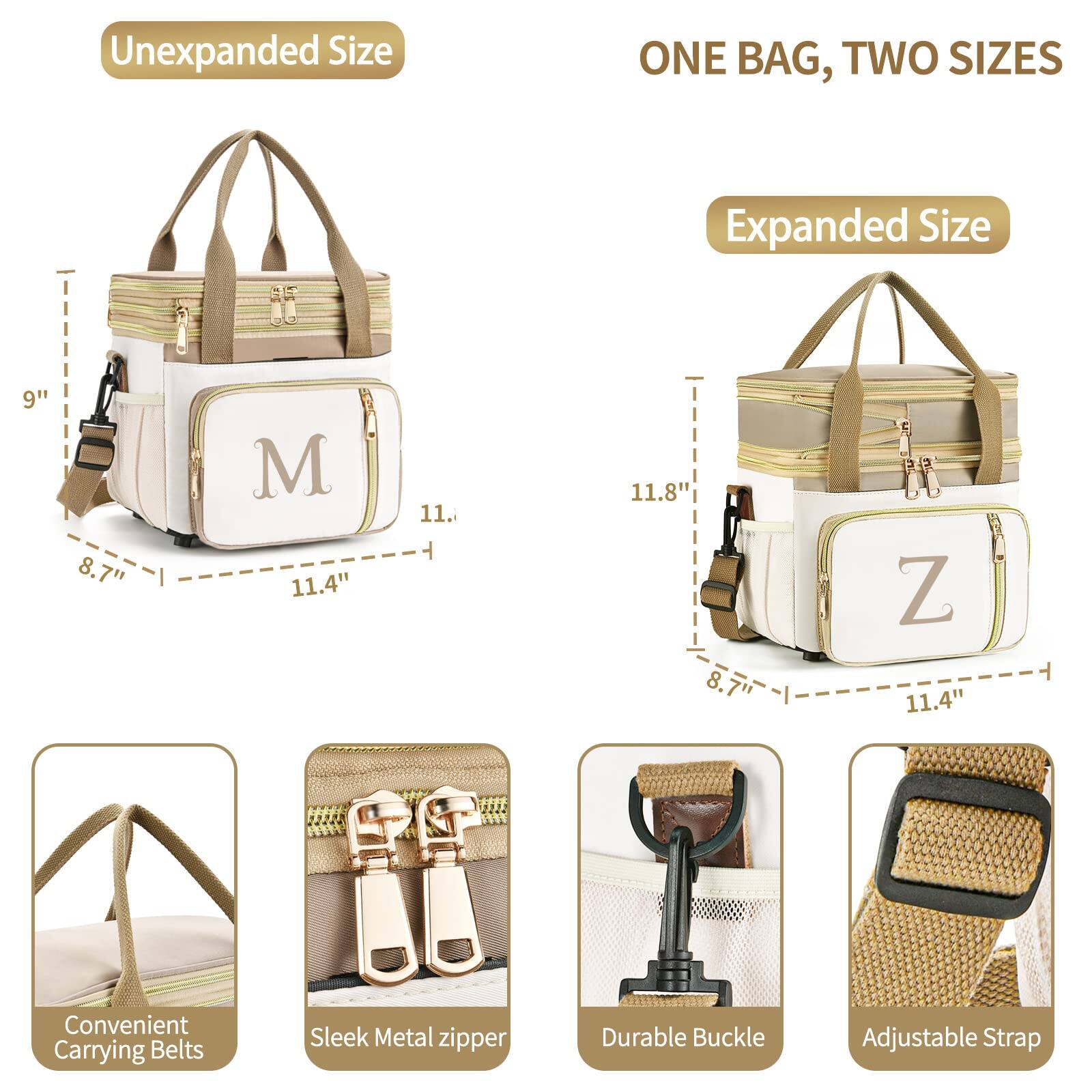 Left. Live At Space - Personalized Lunch Bag For Women Work  16l Initial Insulated Box Adult womens Gift Leakproof Lunchbag With Adjustable - Cow.