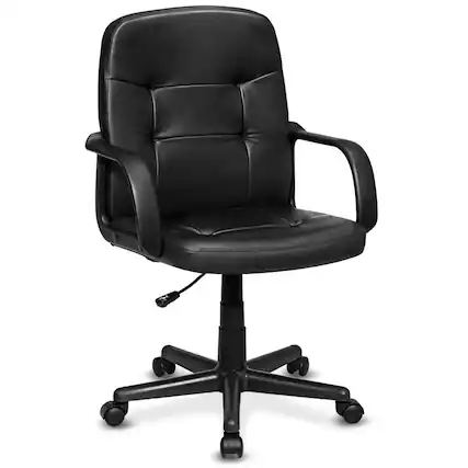Front. Costway - Ergonomic Executive Mid-Back Swivel Office Chair - Black.