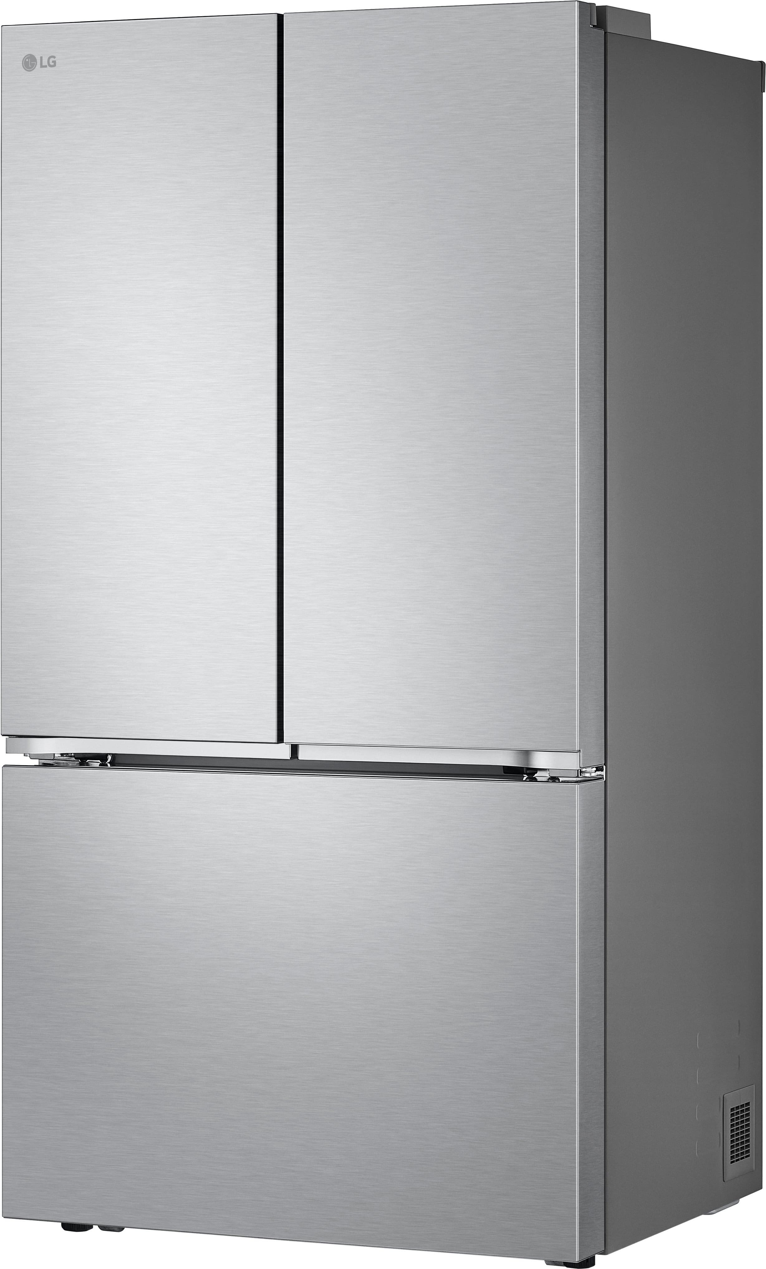 Angle. LG - Counter-Depth MAX 25.1 Cu. Ft. French Door Smart Refrigerator with Zero Clearance Hinge System - PrintProof Stainless Steel.