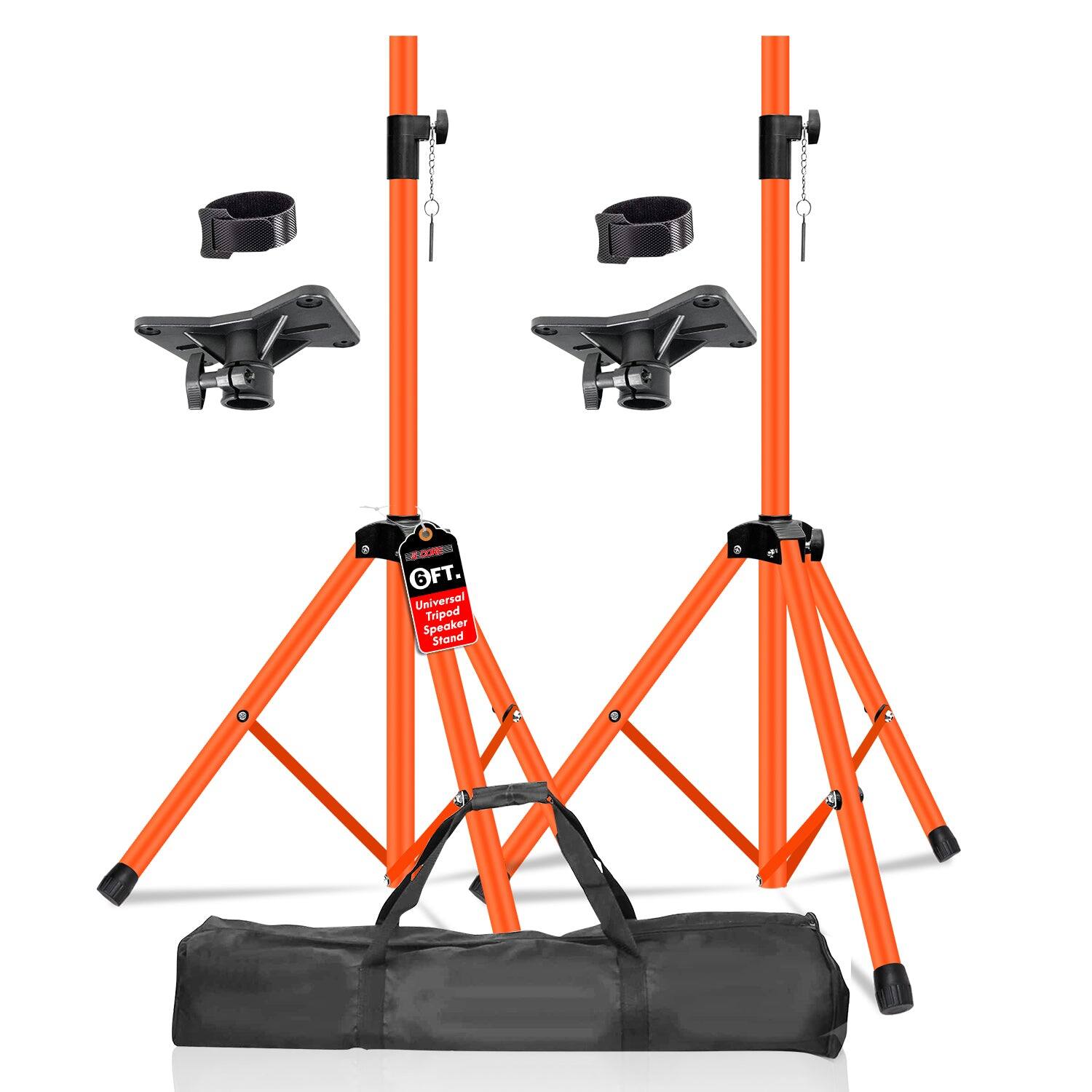 5 CORE - Speaker Stand Pair Adjustable Heavy Duty PA DJ Tripod Studio Monitor Stands w 35mm Insert - Orange
