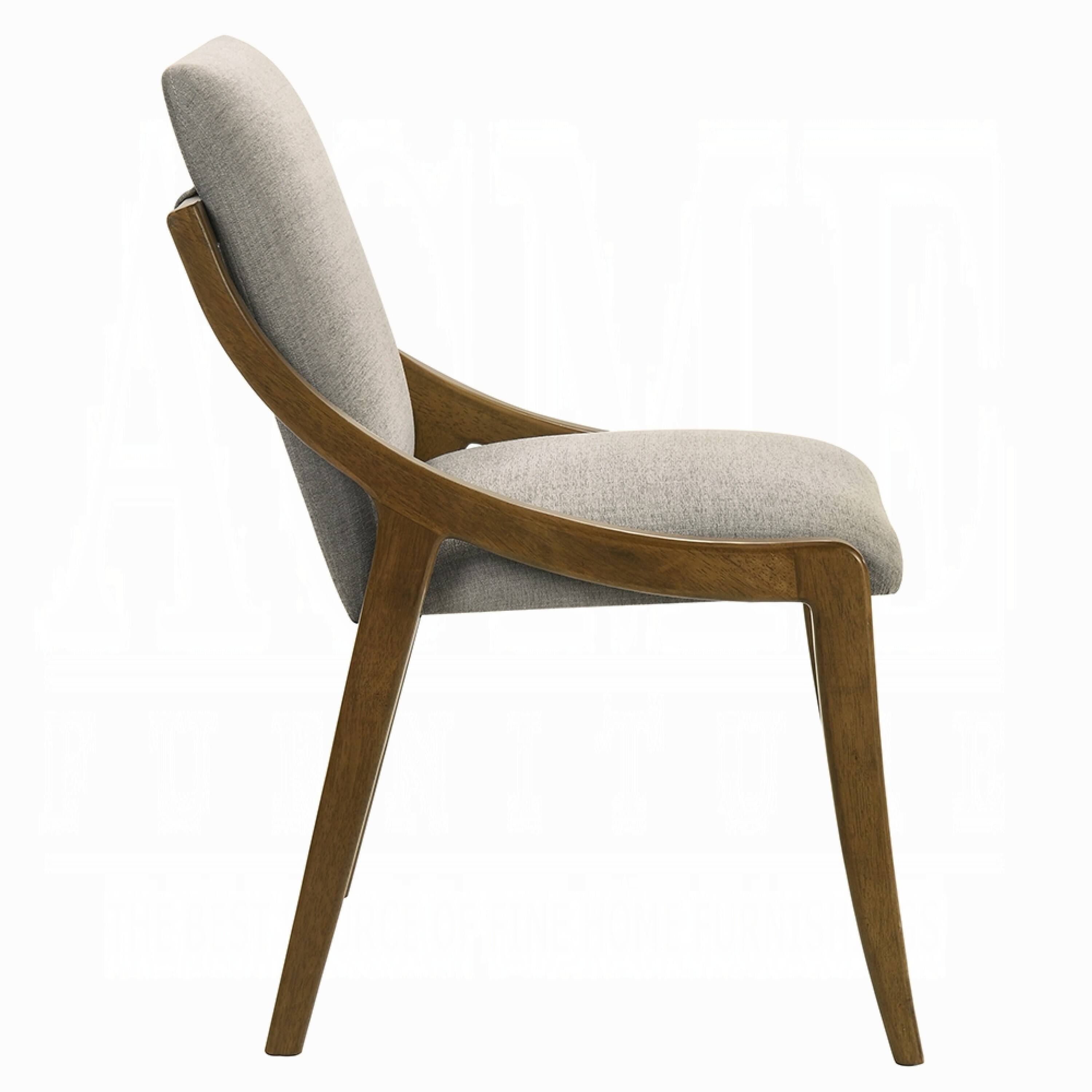 Alt View 2. Manhattan Lane - Kea Dining Side Chair Set of 2, Gray Chenille, Vintage Oak Brown Frame - Gray, Oak Brown.