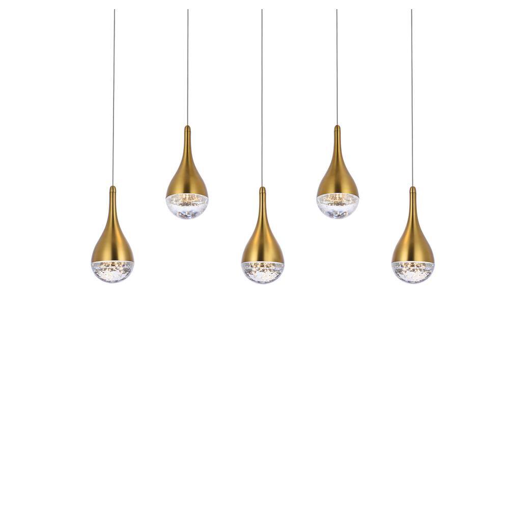 Angle. Elegant Lighting - Amherst 34 inch LED pendant in satin gold - Satin Gold.