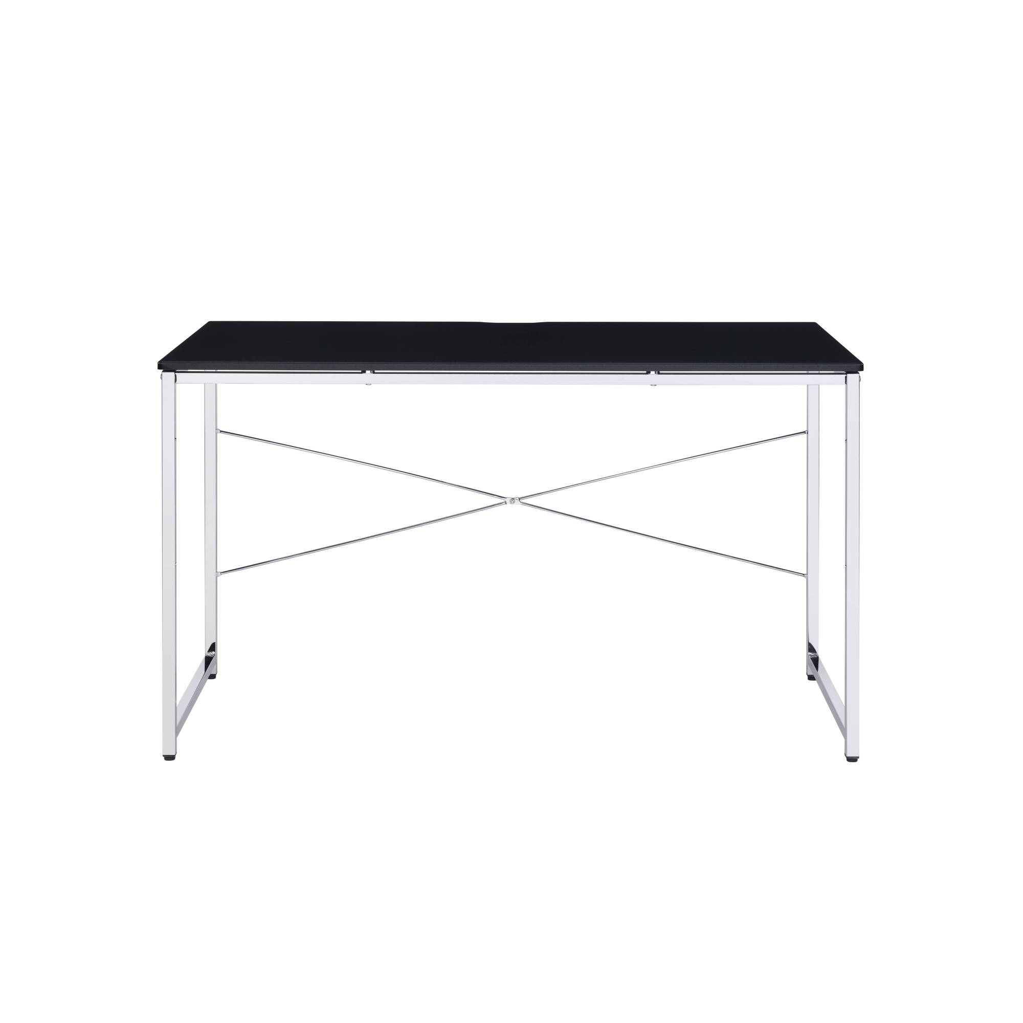 Angle. GOODSILO - Modern Writing Desk with Metal Frame and X-Shape Support Bar for Home Office - Black.