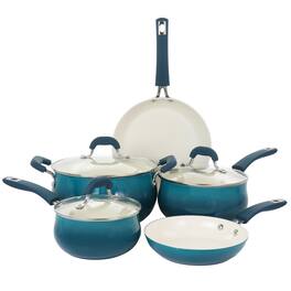 Oster - Corbett 8 Piece Nonstick Aluminum Cookware Set - Teal