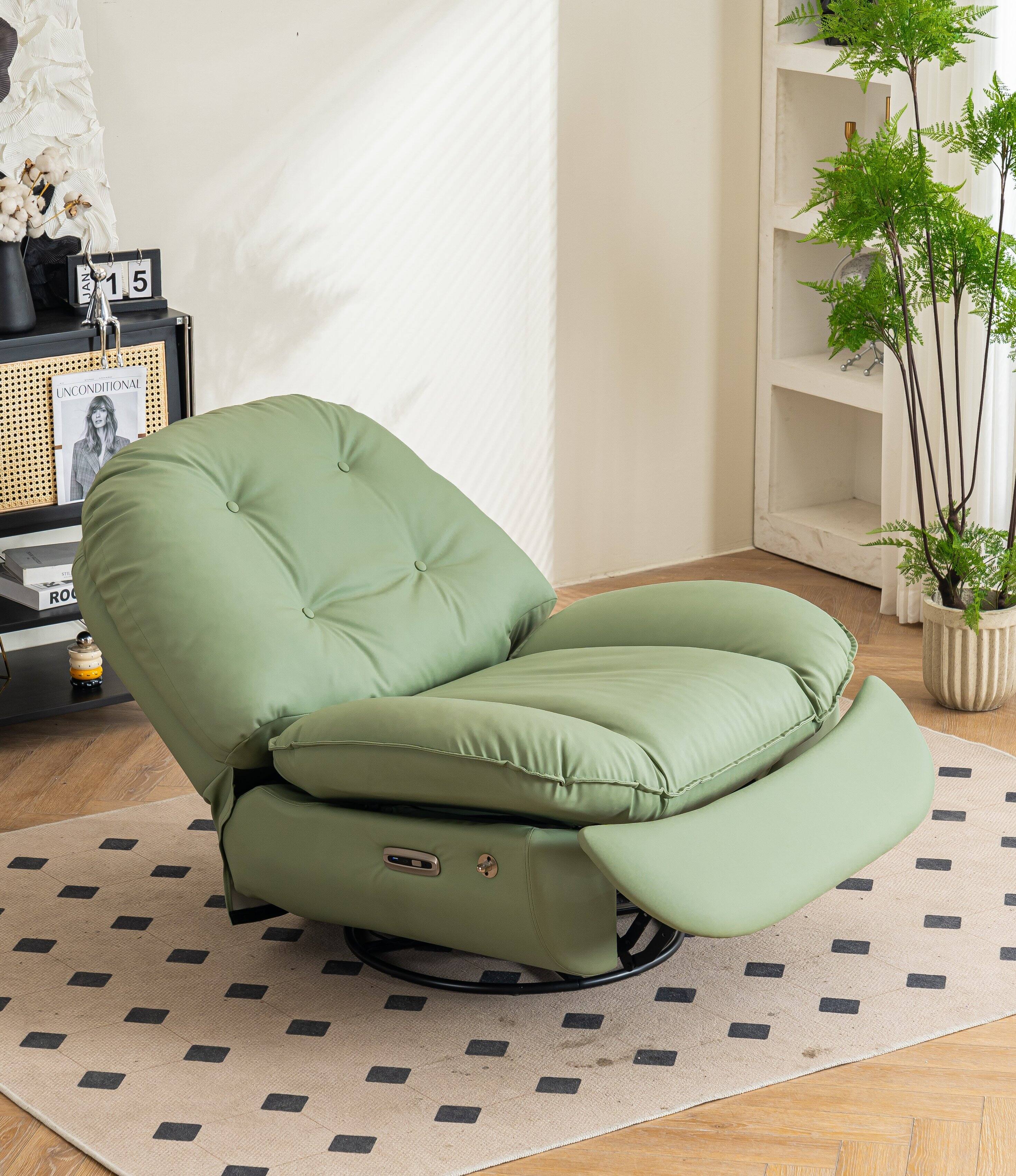 Back. GOODSILO - Power Recliner Swivel Glider with USB Charger & Bluetooth Music Player - Sleep, Work, Game & Leisure - Green.