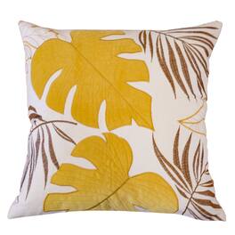LuXeo - Cotton Reversible Throw Pillow, Size: 20"x20" - MUSTARD