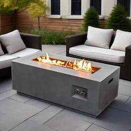 Mondawe - 42" Propane Gas Fire Pit Table with Glass Wind Guard - Gray